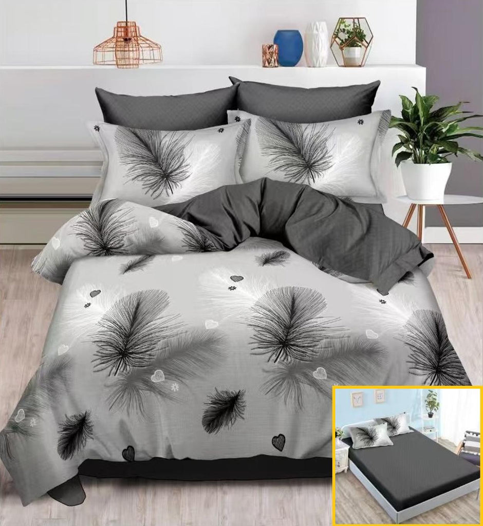 Lenjerii cu Elastic Finet Pucioasa Pat Dublu Gri Pene BFE318