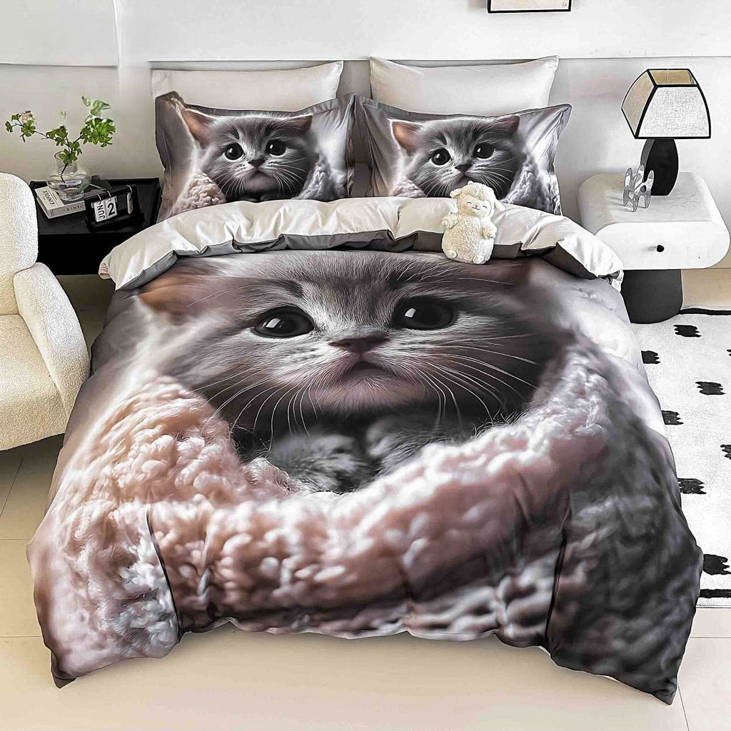 lenjerii cu elastic bumbac finet gros digital print gri pisica BFEJ520