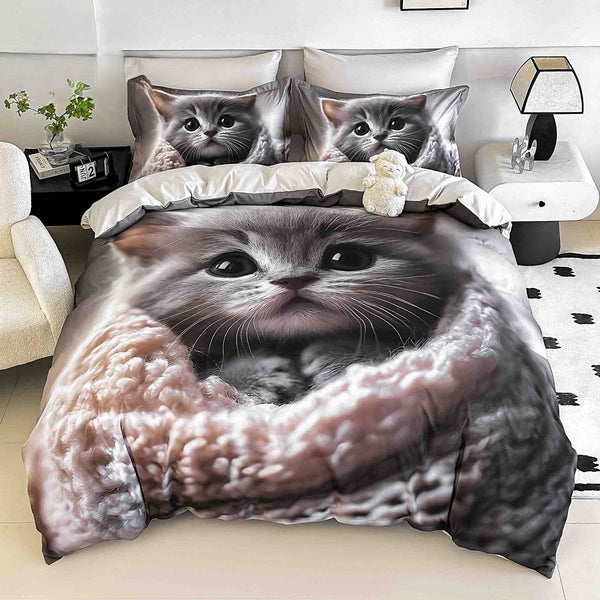 lenjerii cu elastic bumbac finet gros digital print gri pisica BFEJ520