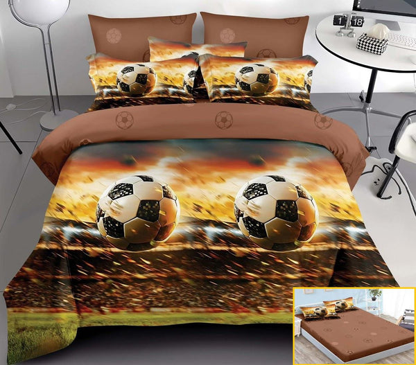 lenjerii cu elastic finet pucioasa pat dublu maro auriu fotbal BFE334