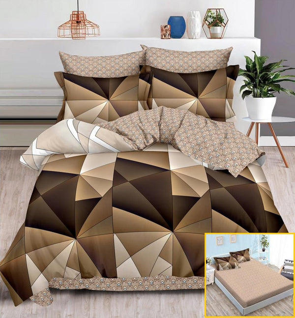 Lenjerii cu Elastic Finet Pucioasa Pat Dublu Maro Geometric BFE64