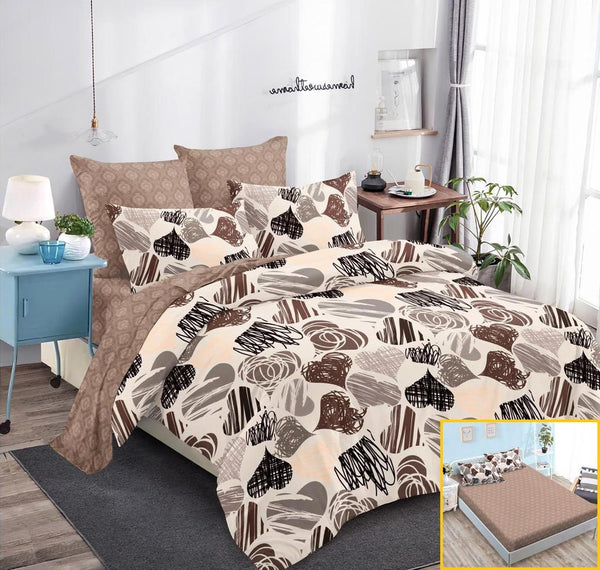 Lenjerii cu Elastic Finet Pucioasa Pat Dublu Bej Inimioare BFE63