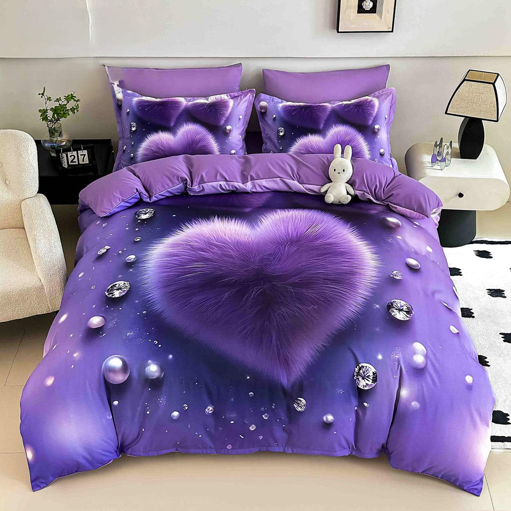 lenjerii cu elastic bumbac finet gros digital print mov inimioare BFEJ507