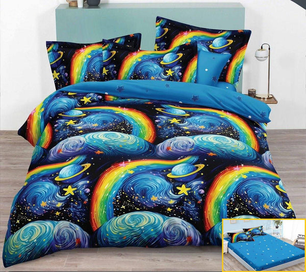 lenjerii cu elastic finet pucioasa pat dublu albastru negru curcubeu BFE325