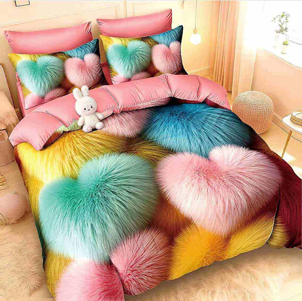 lenjerii cu elastic bumbac finet pucioasa roz multicolor inimioare BFEP506