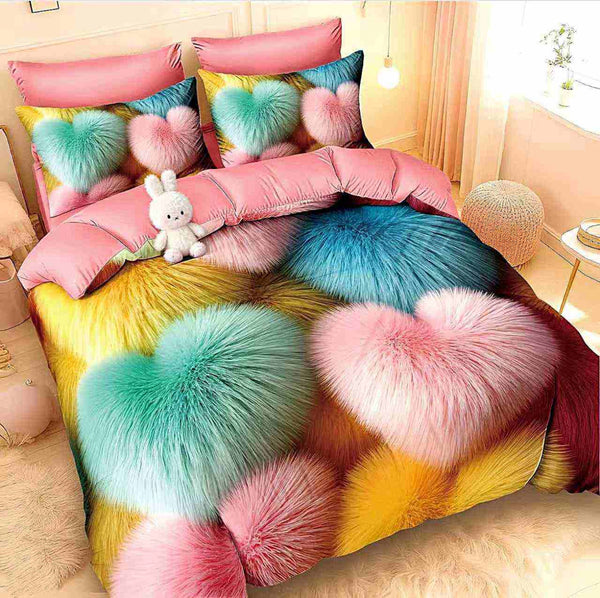lenjerii cu elastic bumbac finet pucioasa roz multicolor inimioare BFEP506