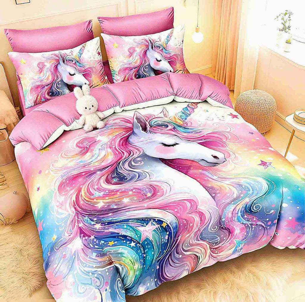 lenjerii cu elastic bumbac finet pucioasa roz unicorni BFEP519