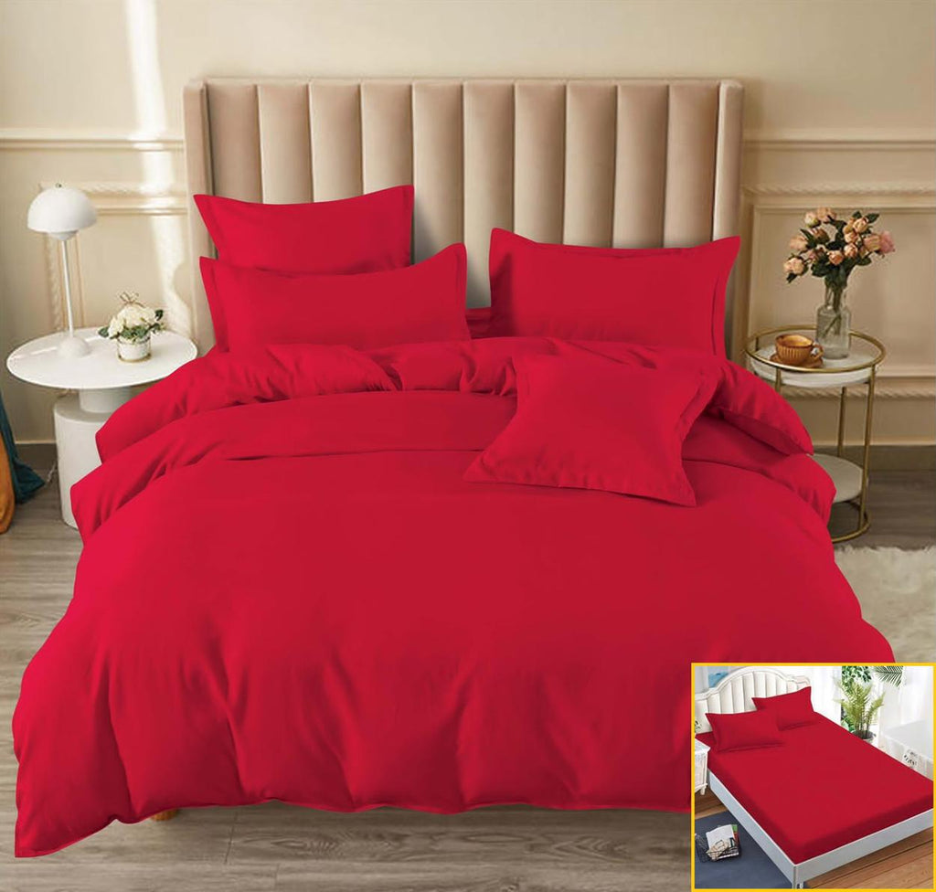 Lenjerii Uni cu Elastic Finet Pucioasa Pat Dublu Rosii Simple BFE175