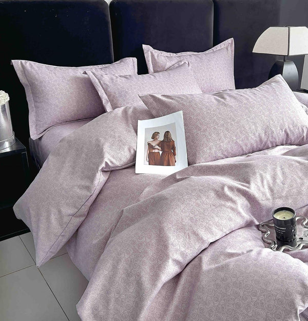 Lenjerie cu Elastic Bumbac Finet Roz Pal Flori BFEJ96