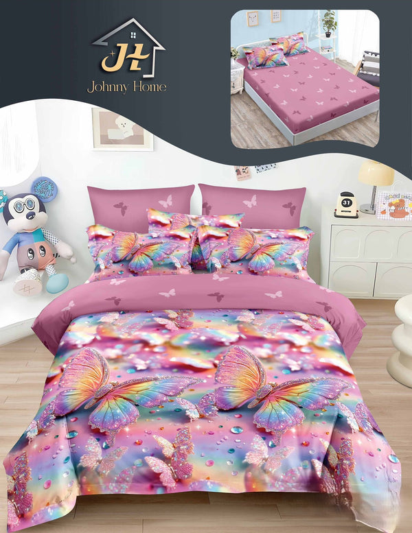 Lenjerie-cu-Elastic-Bumbac-Finet-Roz-Fluturasi-BFE328