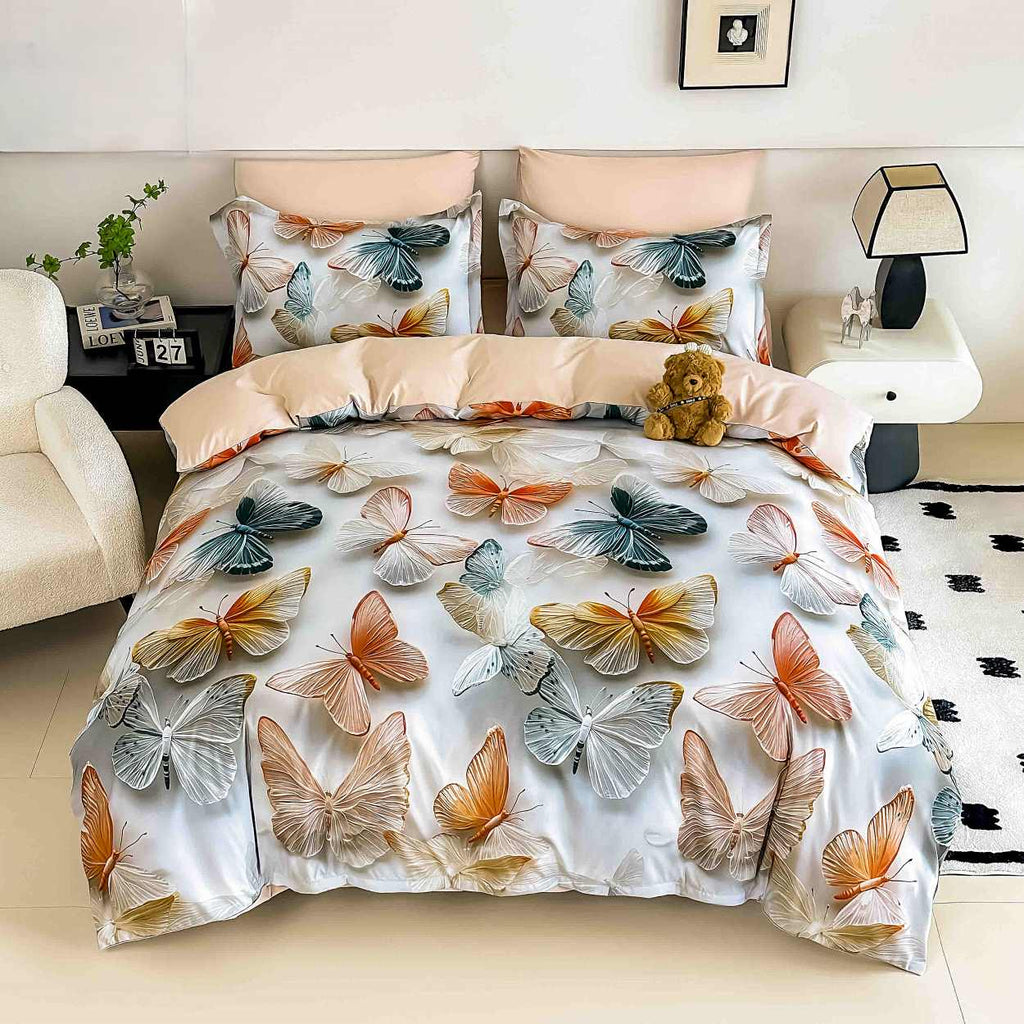 lenjerii cu elastic bumbac finet gros digital print roz galben fluturi BFEJ530