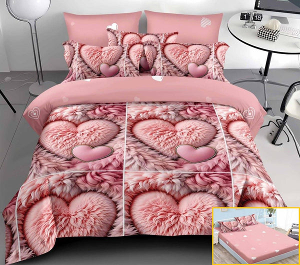 lenjerii cu elastic finet pucioasa pat dublu roz inimioare BFE333