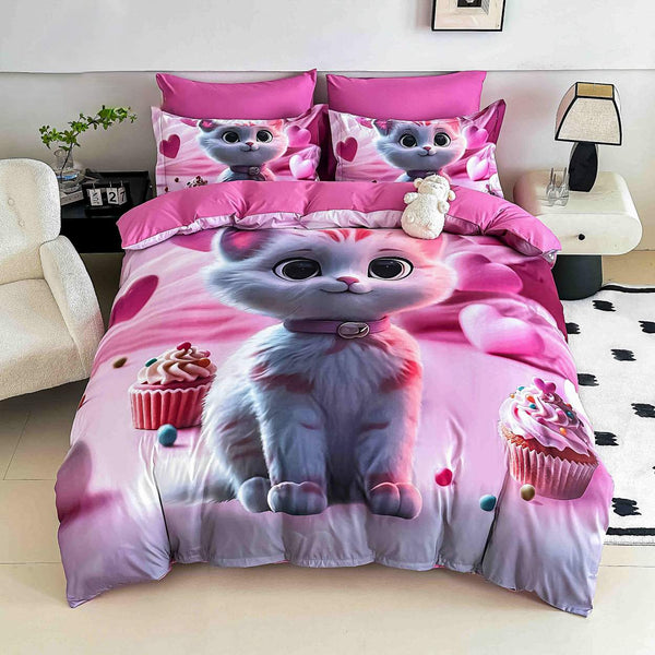 lenjerii cu elastic bumbac finet gros digital print roz pisicute briose BFEJ502