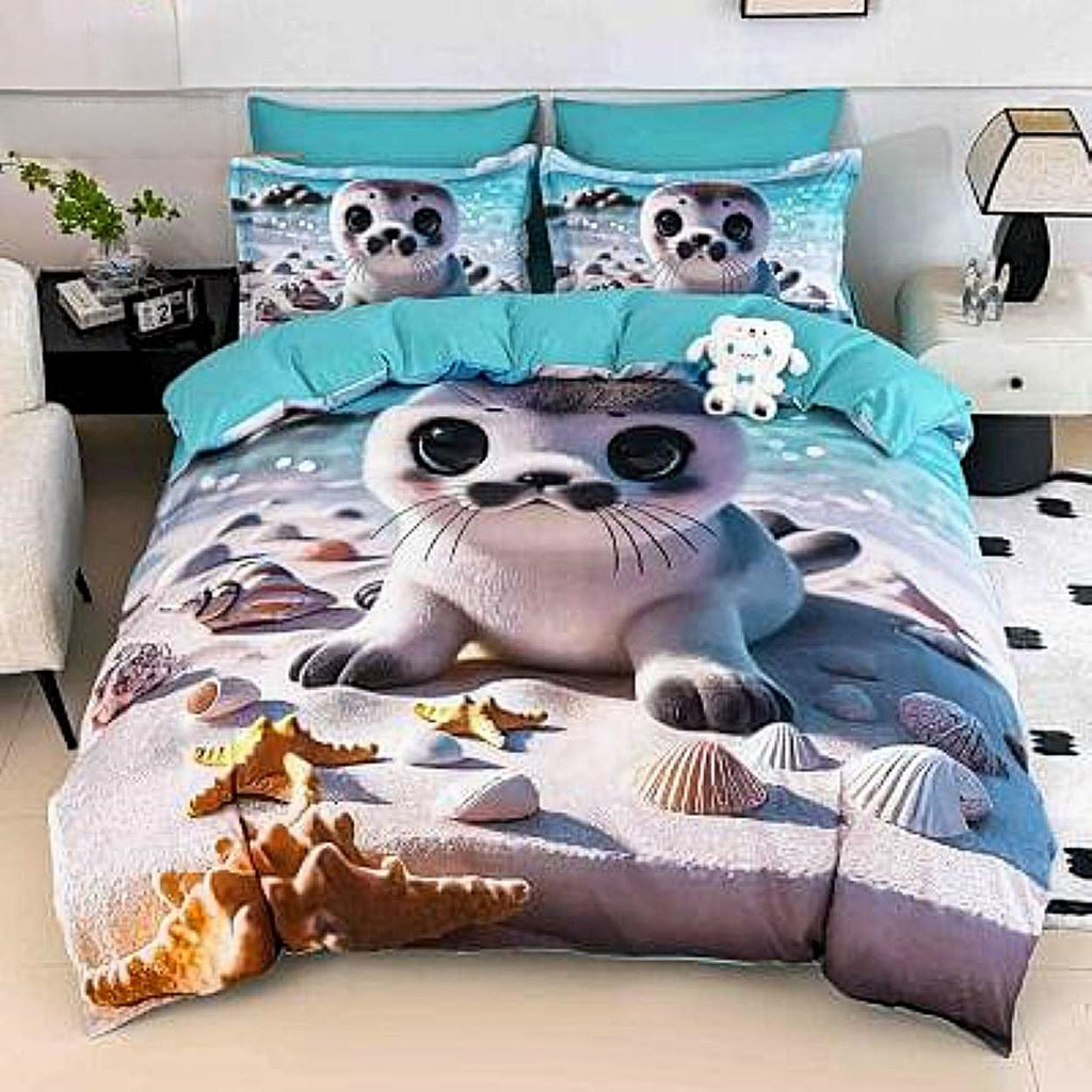 lenjerii cu elastic bumbac finet gros digital print turcoaz gri foca BFEJ521