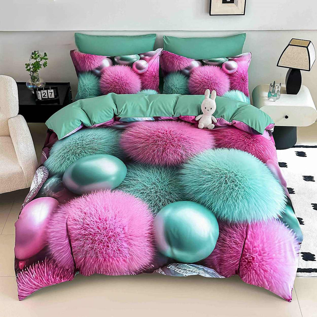 lenjerii cu elastic bumbac finet gros digital print turcoaz roz buline BFEJ508