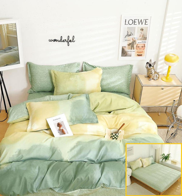 Lenjerii cu Elastic Finet Pucioasa Pat Dublu Verzi Degrade BFE254