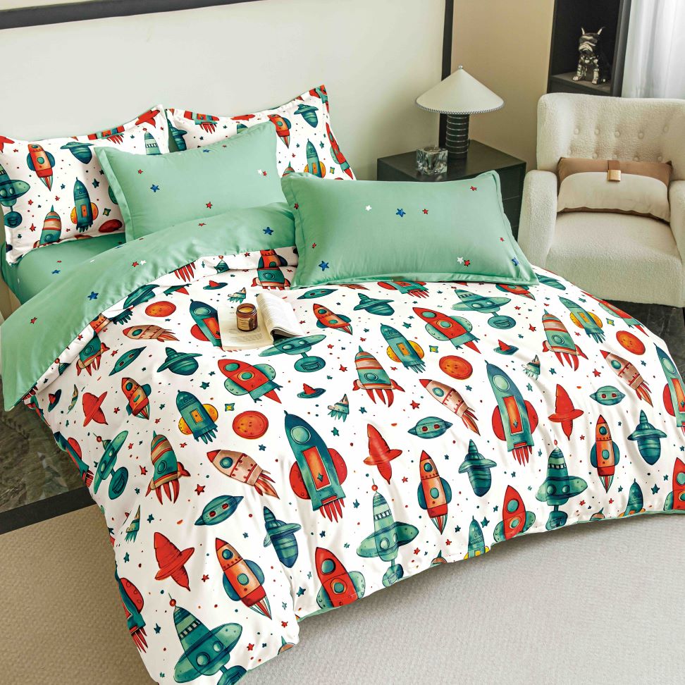 Lenjerii cu Elastic Finet Gros Pat Dublu Verde Racheta BFEJ185