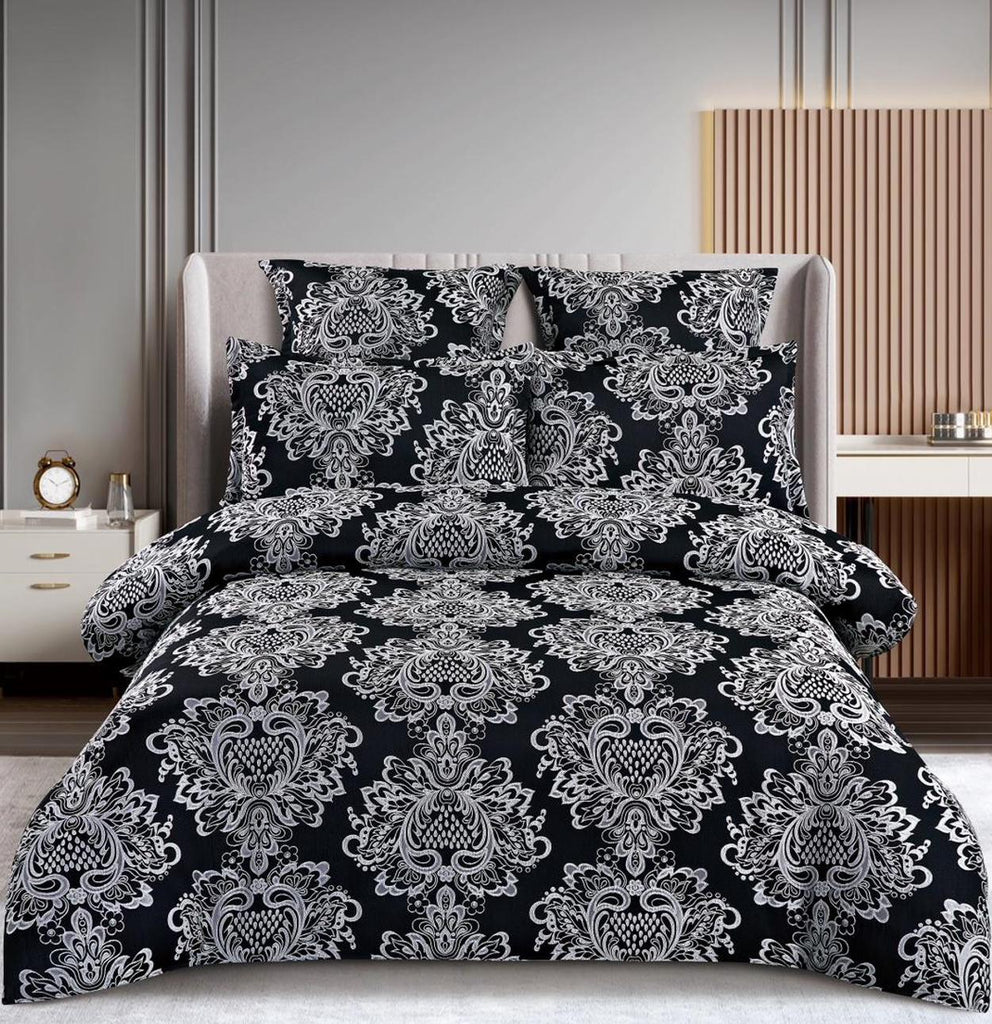 Lenjerii cu Elastic Jacquard Pat Dublu Oriental Negre JA13