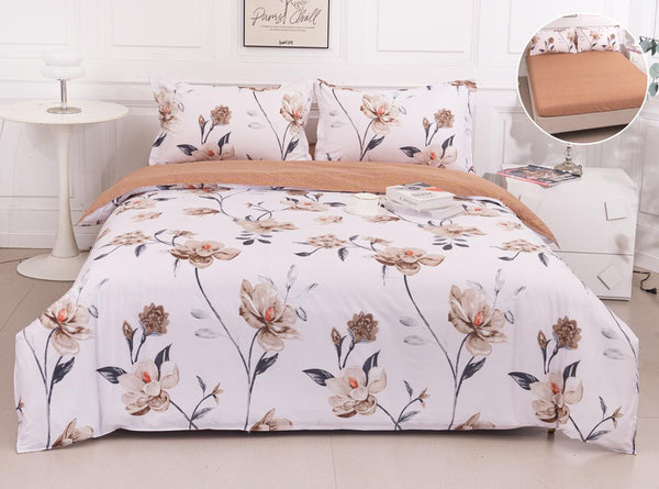 Lenjerii Bumbac cu Elastic 1+1 Gratis Albe Bej Floral LE738