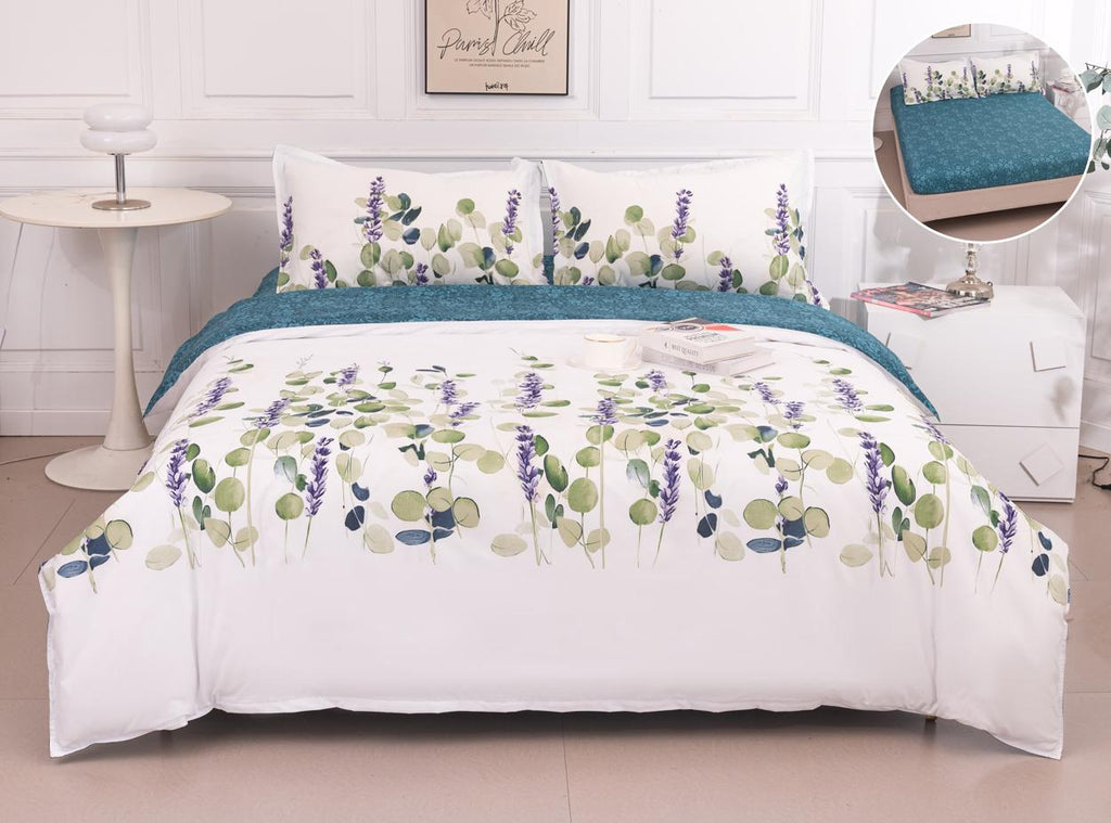 Lenjerii Bumbac cu Elastic 1+1 Gratis Albe Verde Floral LE723