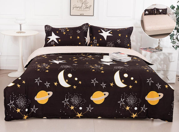 Lenjerii Bumbac cu Elastic 1+1 Gratis Negre Stele Semiluna LE716