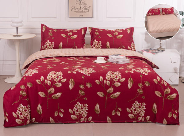 Lenjerii Bumbac cu Elastic 1+1 Gratis Rosii Floral LE745