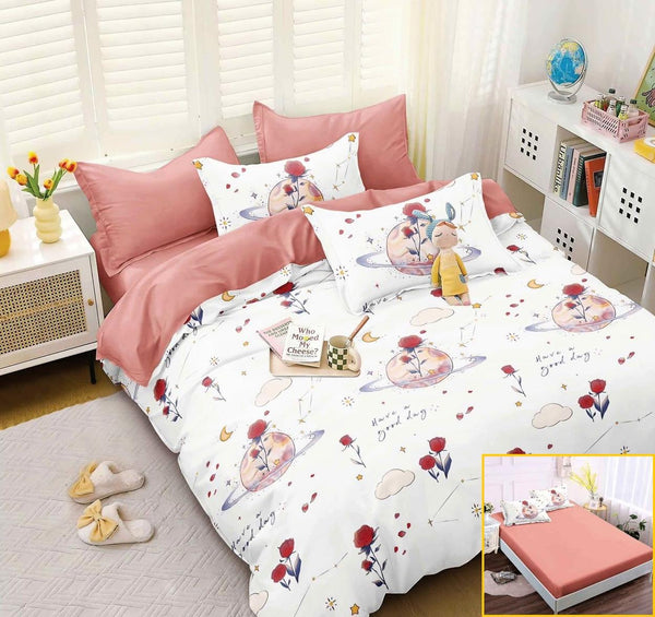 Lenjerii Bumbac cu Elastic 1+1 Gratis Albe Roz Floral LE128