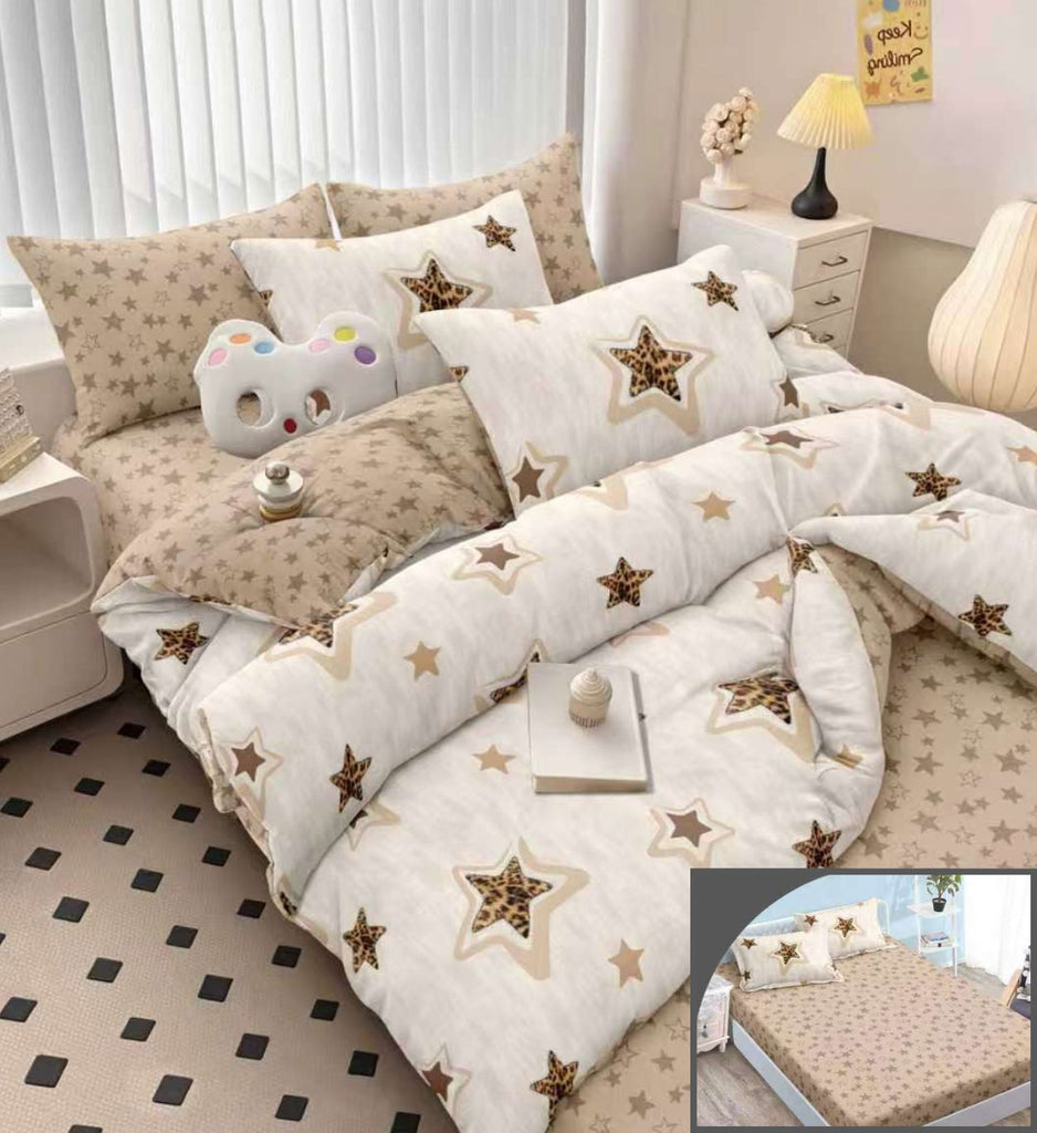 Lenjerii Bumbac Satinat Superior cu Elastic 1+1 Gratis Bej Stele LE196
