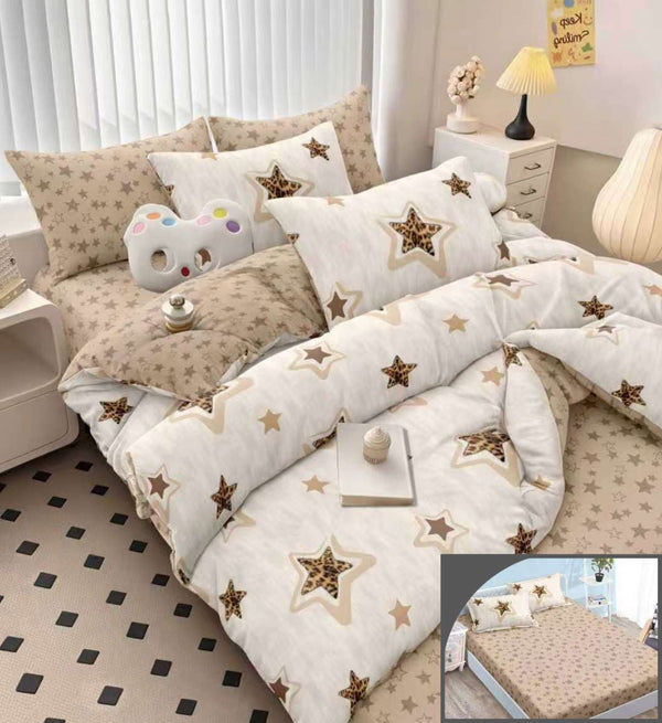 Lenjerii Bumbac Satinat Superior cu Elastic 1+1 Gratis Bej Stele LE196