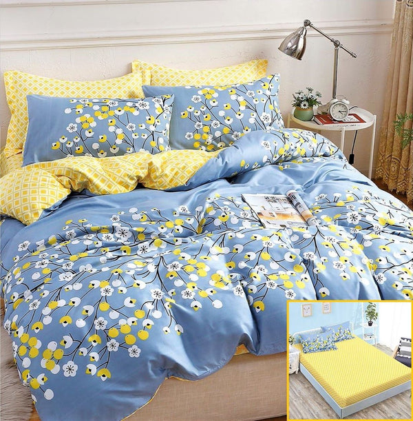 Lenjerii Bumbac cu Elastic 1+1 Gratis Galbene Bleu Floral LE11