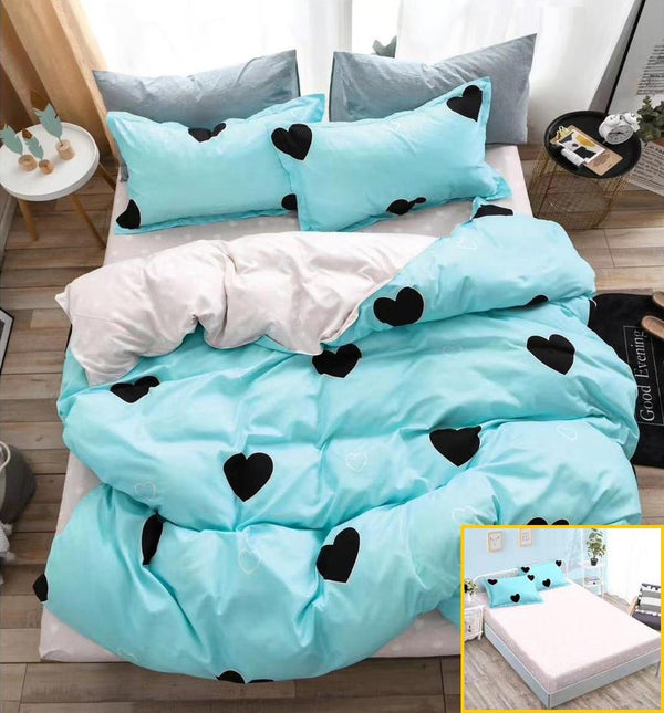 Lenjerii Bumbac cu Elastic 1+1 Gratis Albastre Inimioare Negre LE33