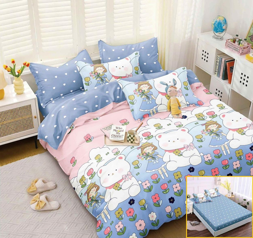 Lenjerii Bumbac cu Elastic 1+1 Gratis Albastru Roz Fetite LE114