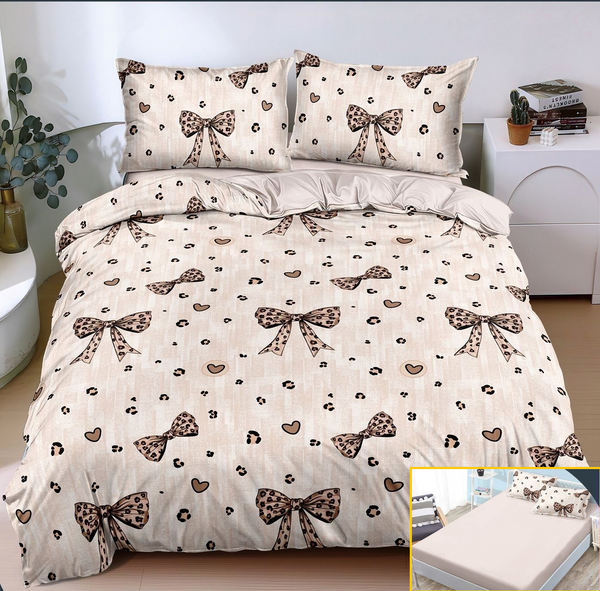 Lenjerie-cu-Elastic-Bumbac-Satinat-Superior-4-Piese-Crem-Maro-Fundite-LE155