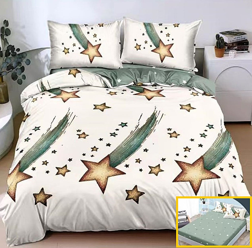 lenjerii bumbac satinat cu elastic 1+1 gratis crem verde stele 
