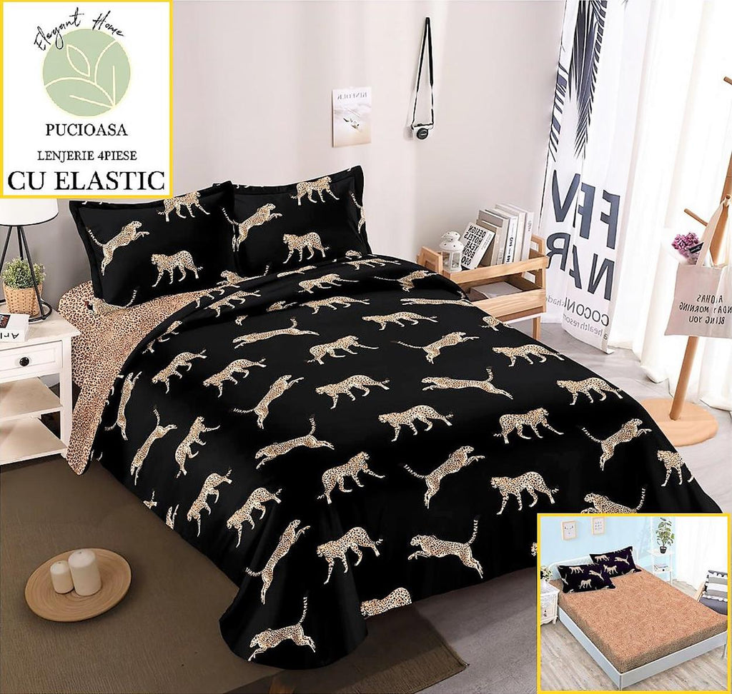 Lenjerii Bumbac cu Elastic 1+1 Gratis Negre Bej Animal Print LE07