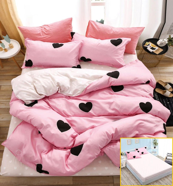 Lenjerii Bumbac cu Elastic 1+1 Gratis Roz Inimioare LE143