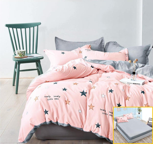 Lenjerii Bumbac cu Elastic 1+1 Gratis Roz Gri Stelute LE22