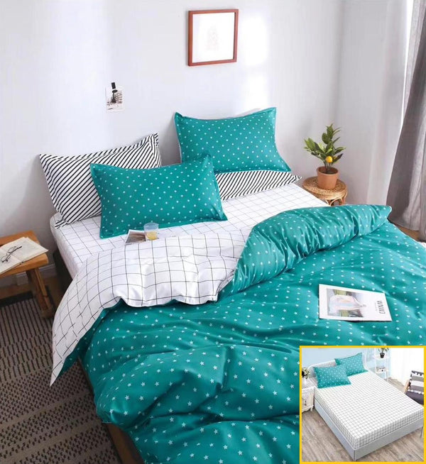 Lenjerii Bumbac cu Elastic 1+1 Gratis Alb Turcoaz Stele LE01