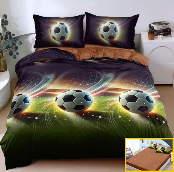 lenjerii bumbac satinat cu elastic 1+1 gratis verde maro fotbal 