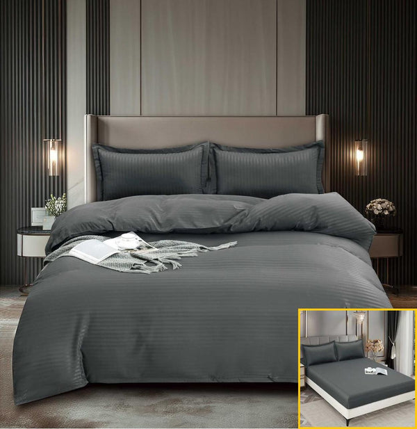 Lenjerii cu Elastic Bumbac Finet Damasc Gri Inchis DME108