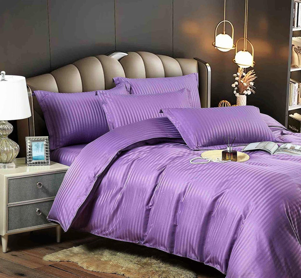 Lenjerii cu Elastic Bumbac Damasc Violet Uni BFEJ405