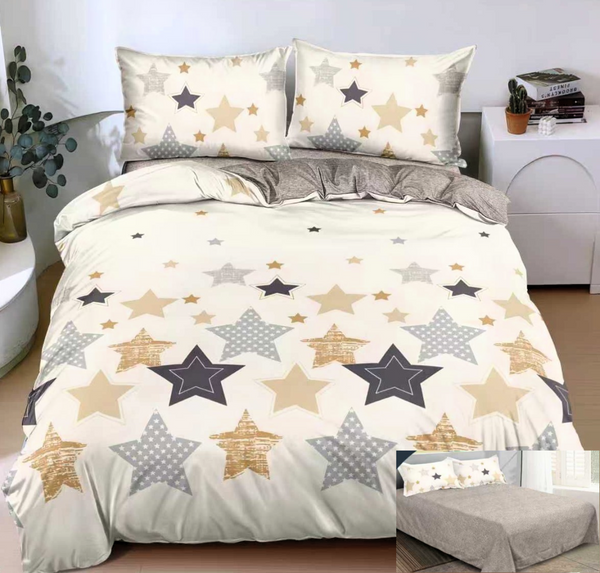 lenjerii 1+1 gratis bumbac satinat pucioasa crem galben stele L706