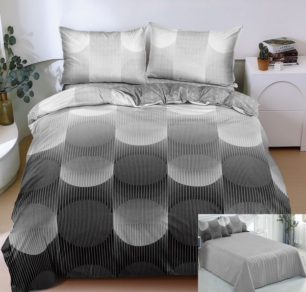 Lenjerii 1+1 Gratis Bumbac Satinat Pucioasa Gri Buline  L703