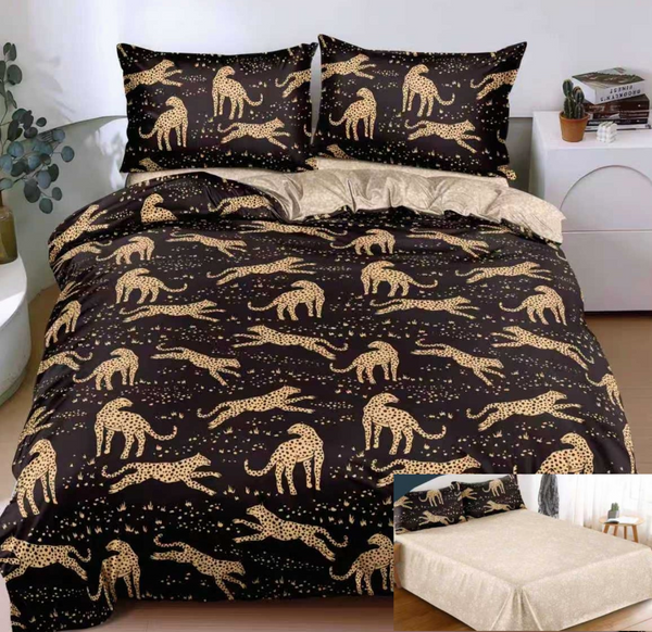 lenjerii 1+1 gratis bumbac satinat pucioasa maro crem leopard L692