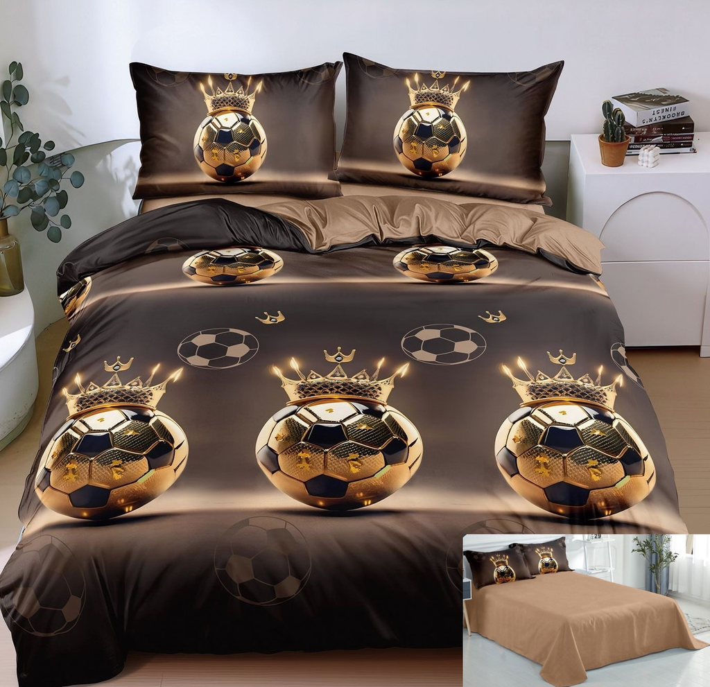 Lenjerii 1+1-Gratis- Bumbac-Satinat -Pucioasa -Maro-Mingie-Fotbal-L698