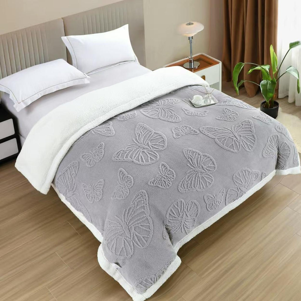 Paturi Cocolino Groase Model cu Fluturi Gri Deschis PCD303