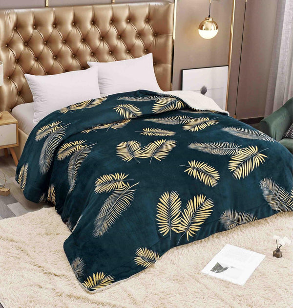 Paturi Pufoase Duble cu Blanita 200x230 cm Verzi Frunze PCB71