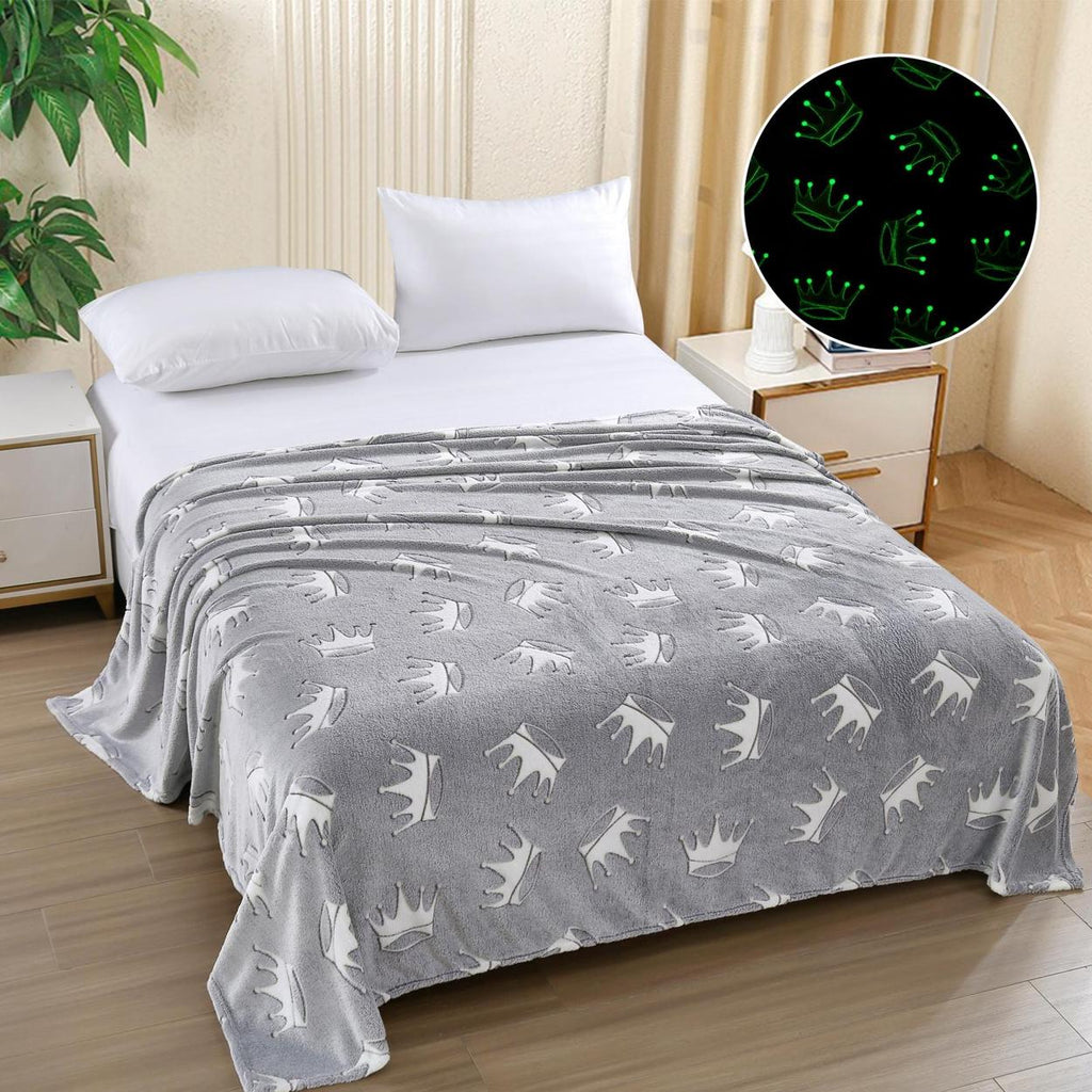 paturi pufoase fosforescente pat dublu gri alb coroana PCD121