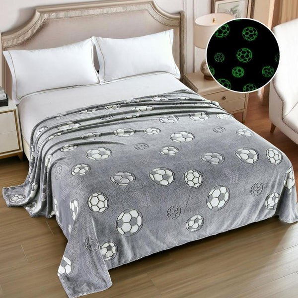 Paturi Pufoase Fosforescente Pat Dublu Gri Minge de Fotbal PCD106