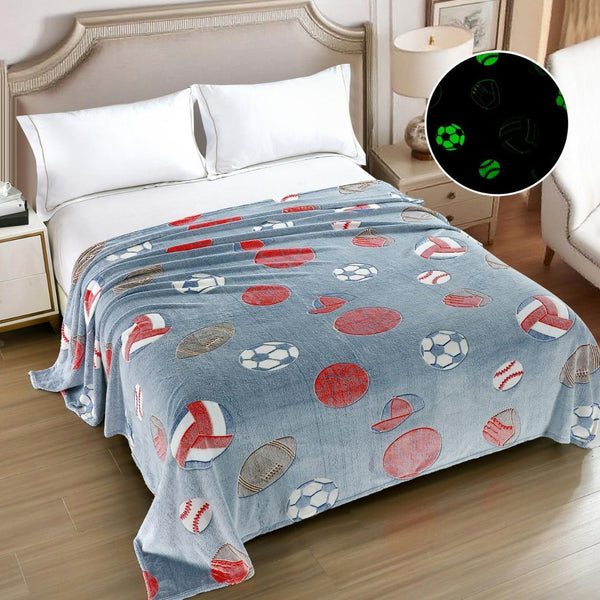 Paturi Pufoase Fosforescente Pat Dublu Gri Minge Fotbal PCD107